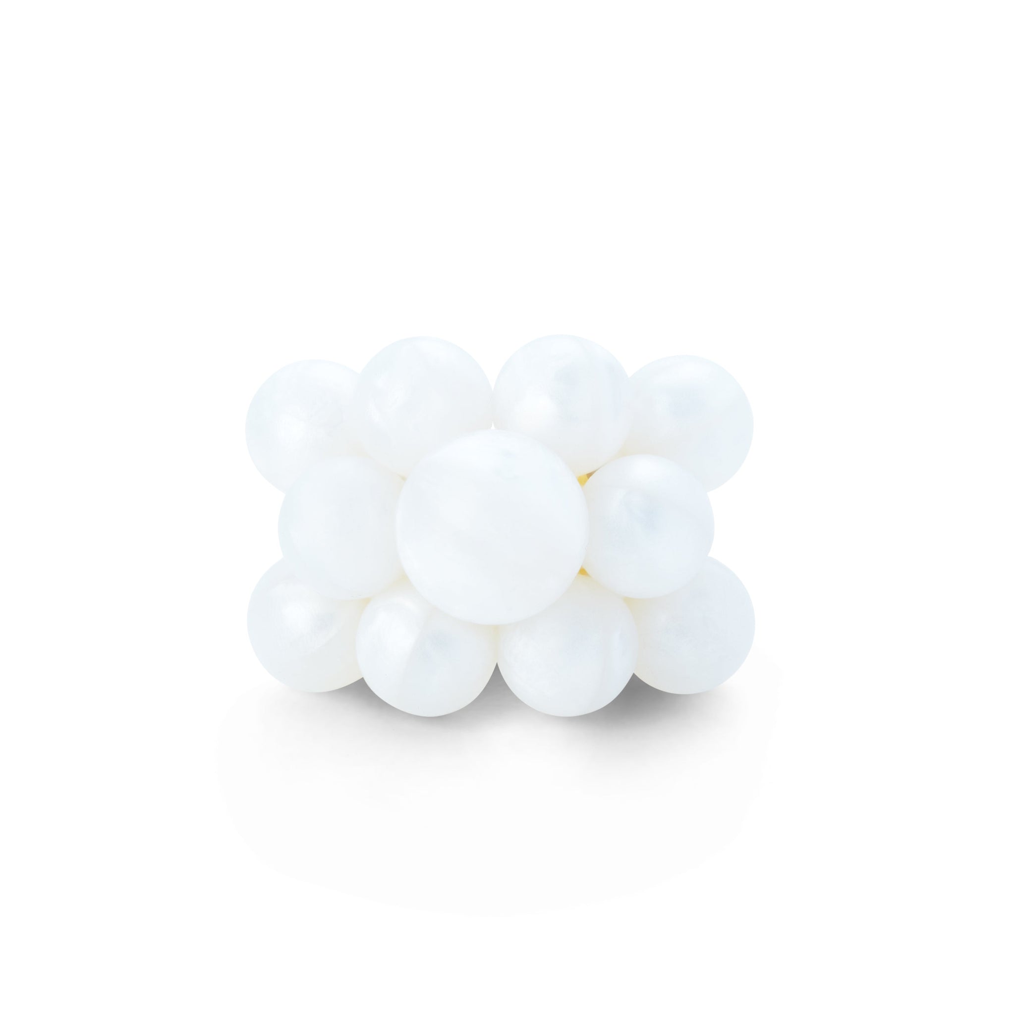 Madame Palm cocktail ring self-love in silicone pearls and white gold 18kt band